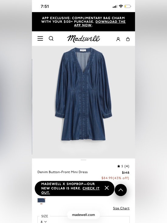 Madewell Dresses & Skirts - 🌼 NWOT Madewell Indigo Blue Button-Front Denim Dress size 2 Cottagecore